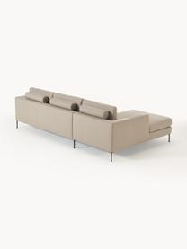 Hoekbank Cucita (3-zits), Bekleding: geweven stof (100% polyes, Frame: massief grenenhout, Poten: gelakt metaal Dit product, Geweven stof beige, B 262 x D 163 cm, hoekdeel links