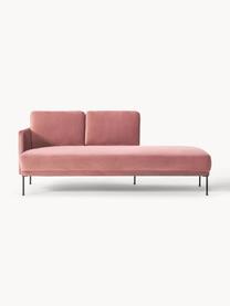 Fluwelen chaise longue Fluente, Bekleding: fluweel (hoogwaardig poly, Frame: massief grenenhout, Poten: gepoedercoat metaal Dit p, Fluweel oudroze, B 202 x D 85 cm, rugleuning rechts