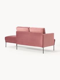 Fluwelen chaise longue Fluente, Bekleding: fluweel (hoogwaardig poly, Frame: massief grenenhout, Poten: gepoedercoat metaal Dit p, Fluweel oudroze, B 202 x D 85 cm, rugleuning rechts