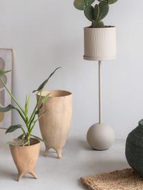 Handgemaakte plantenpot standaard Ostuni in beige, Gecoat metaal, Mat beige, Ø 22 x H 86 cm