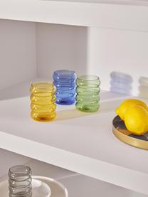 Set di 4 bicchieri in vetro soffiato Bubbly, Vetro borosilicato, Multicolore, trasparente, Ø 8 x Alt. 10 cm, 320 ml