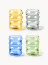 Set di 4 bicchieri in vetro soffiato Bubbly, Vetro borosilicato, Multicolore, trasparente, Ø 8 x Alt. 10 cm, 320 ml