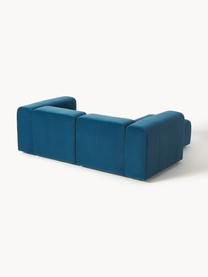Canapé modulable 3 places en velours avec pouf Lena, Velours bleu pétrole, larg. 209 x prof. 181 cm