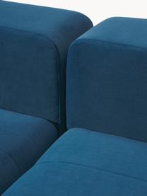 Modulares Samt-Sofa Lena (3-Sitzer) mit Hocker, Bezug: Samt (100 % Polyester) De, Gestell: Kiefernholz, Schichtholz,, Füße: Kunststoff, Samt Petrol, B 209 x T 181 cm