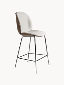 Barová židle Beetle, Bílá, ořechové dřevo, lesklá stříbrná, Š 54 cm, V 108 cm