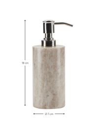 Zeepdispenser Jona van marmer, Houder: marmer, Beige, zilverkleurig, Ø 7 x H 18 cm