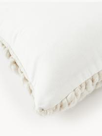 Housse de coussin grosse maille Belen, Blanc crème, larg. 50 x long. 50 cm