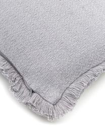 Housse de coussin gris clair à finition frangée Lorel, Gris