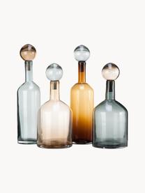 Sada ručně foukaných dekorativních lahví Bubbles, 4 díly, Ručně foukané sklo, Odstíny šedé, odstíny hnědé, Sada s různými velikostmi