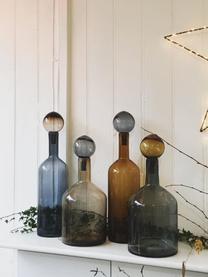 Set de botellas decorativas Chic, 4 pzas., Vidrio soplado artesanalmente, Tonos grises, tonos marrones, Set de diferentes tamaños