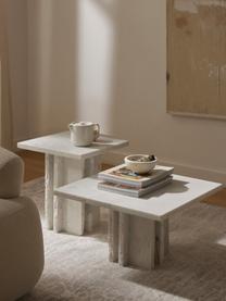 Mramorový konferenční stolek Selene, Mramor, Bílá, mramorovaná, Š 55 cm, D 55 cm