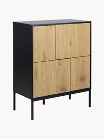 Rangement Seaford, Beige look bois, noir, larg. 80 x haut. 103 cm