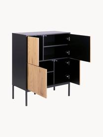 Highboard Seaford, Korpus: Mitteldichte Holzfaserpla, Füße: Metall, pulverbeschichtet, Beige in Holzoptik, Schwarz, B 80 x H 103 cm