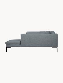 Sofa narożna z metalowymi nogami Emma, Tapicerka: poliester, Stelaż: lite drewno sosnowe, skle, Nogi: metal malowany proszkowo , Ciemnoszara tkanina, S 302 x G 220 cm, lewostronna