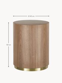 Kulatý odkládací stolek Clarice, Dřevo, zlatá, Ø 40 cm, V 50 cm