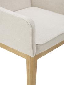 Chaise à accoudoirs rembourrée couleur crème Koga, Tissu blanc crème, larg. 54 x haut. 86 cm