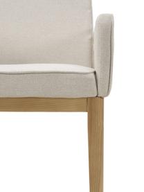 Gestoffeerde fauteuil Koga in crèmewit, Bekleding: 100% polyester Met 30.000, Poten: essenhout, Frame: metaal, Geweven stof crèmewit, B 54 x H 86 cm