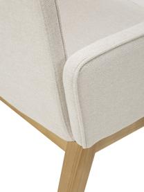 Sedia imbottita con braccioli in tessuto bianco crema Koga, Rivestimento: 100% poliestere Il rivest, Gambe: legno di frassino, Cornice: metallo, Tessuto bianco crema, Larg. 54 x Alt. 86 cm