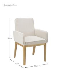 Gestoffeerde fauteuil Koga in crèmewit, Bekleding: 100% polyester Met 30.000, Poten: essenhout, Frame: metaal, Geweven stof crèmewit, B 54 x H 86 cm