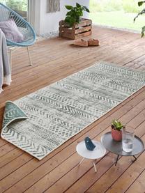 Tapis de couloir réversible intérieur-extérieur motif graphique vert/crème Biri, Polypropylène, Vert, blanc crème, larg. 80 x long. 250 cm