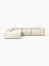 Modulares XL-Ecksofa Lennon, Bezug: 100 % Polyester Der strap, Gestell: Massives Kiefernhol, Sper, Füße: Kunststoff Dieses Produkt, Webstoff Off White, B 329 x T 269 cm, Eckteil links