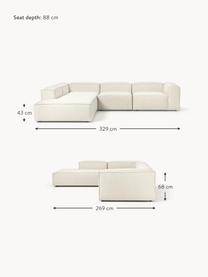 Sofá rinconera modular grande Lennon, Tapizado: 100% poliéster Alta resis, Estructura: madera contrachapada de p, Patas: plástico Este producto es, Tejido Off White, An 329 x F 269 cm, chaise longue izquierda