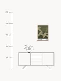 Gerahmter Digitaldruck Migration, Bild: Hartgepresster Karton, Rahmen: Eichenholz, Grüntöne, Weiß, Schwarz, B 30 x H 40 cm