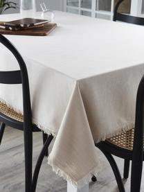 Katoenen tafelkleed Henley met franjes in beige, 100% katoen, Beige, Voor 4 - 6 personen (B 145 cm x L 200 cm)