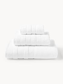 Lot de serviettes de bain avec bordure décorative Luxe, set de tailles variées, Blanc, 3 éléments (1 serviette invité, 1 serviette de toilette et 1 drap de bain)