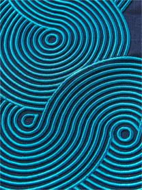 Cuscino decorativo in lino Pompidou, Rivestimento: 100% lino, Decorazione: raso (100 % cotone), Tonalità blu, Larg. 56 x Lung. 56 cm