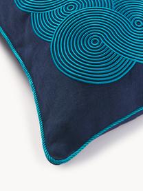Lněný dekorativní polštář Pompidou, Odstíny modré, Š 56 cm, D 56 cm
