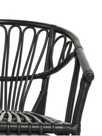 Rattan-Armlehnstuhl Ganga, Rattan, lackiert mit wetterbeständiger Beschichtung, Schwarz, B 56 x T 60 cm