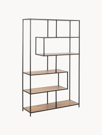 Regal Seaford, Gestell: Metall, pulverbeschichtet, Holzoptik, Schwarz, B 114 x H 185 cm