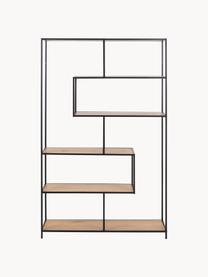 Estantería grande Seaford, Estantes: tablero de fibras de dens, Estructura: metal con pintura en polv, Beige en aspecto madera, negro, An 114 x Al 185 cm