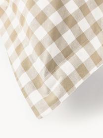 Taie d'oreiller en coton à carreaux Nels, Tons beiges, blanc, larg. 50 x long. 70 cm