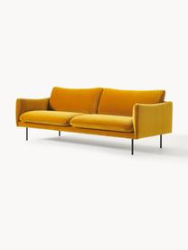 Samt-Sofa Moby (3-Sitzer), Bezug: Samt (Hochwertiger Polyes, Gestell: Massives Kiefernholz, Samt Senfgelb, B 220 x T 95 cm