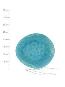 Oválny plytký tanier z porcelánu s Craquelé glazúrou Plage, 2 ks, Tyrkysová