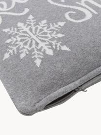 Housse de coussin 40x40 Let It Snow, 100 % coton peigné, Gris clair, blanc, larg. 40 x long. 40 cm