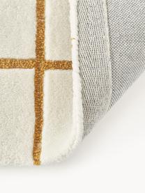 Alfombra artesanal Kallie, Parte superior: 100% lana con certificado, Reverso: 100% algodón Las alfombra, Blanco Off White, ocre, An 80 x L 150 cm (Tamaño XS)
