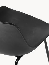 Chaises en pastique avec pieds en metal Dave, 2 pièces, Noir, larg. 46 x prof. 53 cm