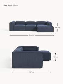 Modulares Ecksofa Lennon, Bezug: 100 % Polyester Der strap, Gestell: Massives Kiefernholz, Spe, Webstoff Dunkelblau, B 327 x T 180 cm, Eckteil links