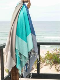 Hamamdoek Ibiza, Katoen,
zeer lichte kwaliteit, 200 g/m², Turquoise groen, wit, 100 x 200 cm