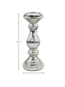 Kerzenhalter Royal, Glas, beschichtet, Silberfarben, Ø 11 x H 30 cm