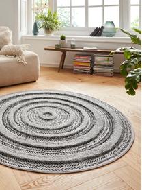 Tapis rond outdoor à effet relief Nador, Anthracite, gris