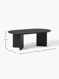 Table basse ovale en bois Toni, MDF avec placage en bois de chêne, laqué, Noir, Ø 100 x haut. 55 cm