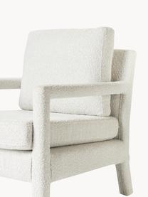 Sillón en tejido bouclé Zaya, Tapizado: tejido bouclé (100% polié, Estructura: madera de pino maciza, ma, Bouclé blanco, An 65 x F 75 cm