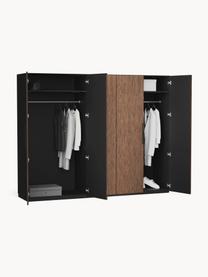 Modularer Drehtürenschrank Simone, 250 cm Breite, mehrere Varianten, Korpus: Spanplatte, melaminbeschi, Walnussholz-Optik, Schwarz, Classic Interior, B 250 x H 236 cm