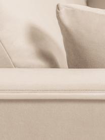 Sofa narożna z aksamitu z funkcją spania i miejscem do przechowywania Susa (4-osobowa), Nogi: drewno, Jasny beżowy, S 250 x G 166 cm