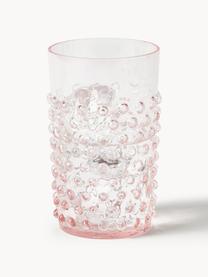 Bicchieri per acqua fatti a mano con rilievo Hobnail 6 pz, Vetro, Rosa, Ø 7 x Alt. 11 cm, 200 ml