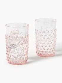 Bicchieri per acqua fatti a mano con rilievo Hobnail 6 pz, Vetro, Rosa, Ø 7 x Alt. 11 cm, 200 ml